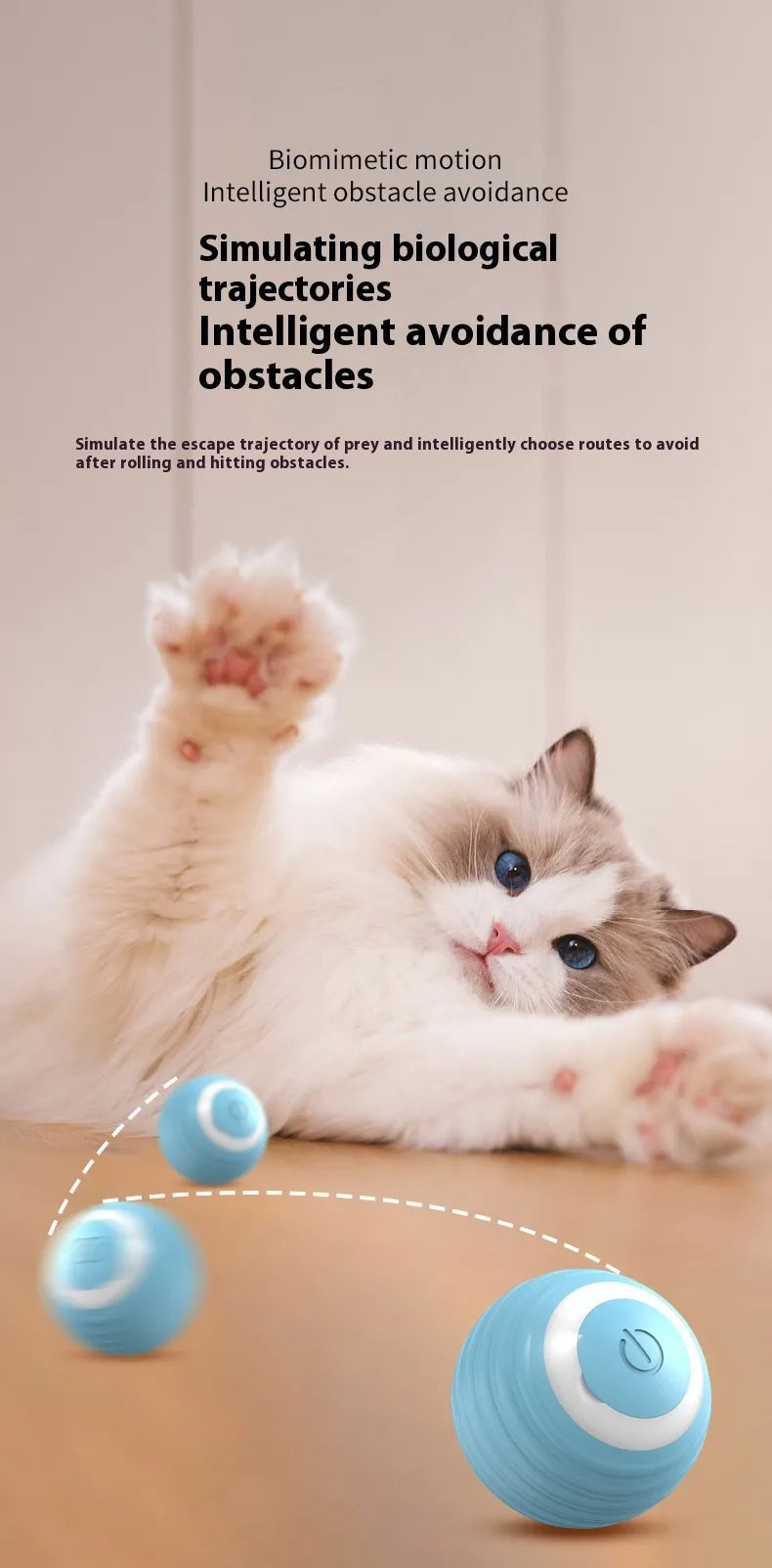 Smart Interactive Cat Toy Ball – Self-Rolling, USB Rechargeable