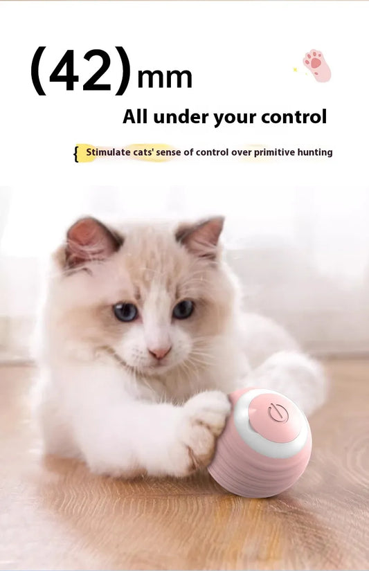 Smart Interactive Cat Toy Ball – Self-Rolling, USB Rechargeable