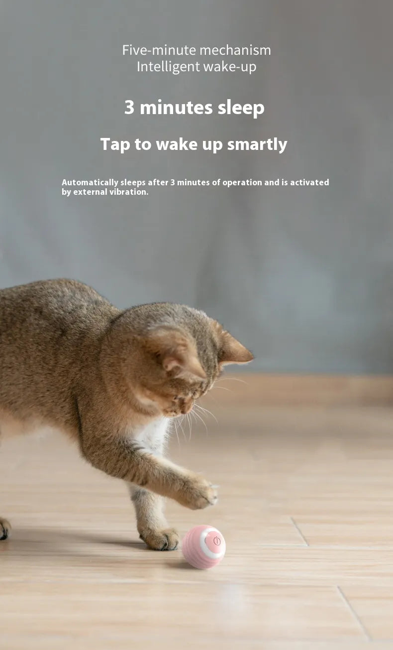 Smart Interactive Cat Toy Ball – Self-Rolling, USB Rechargeable